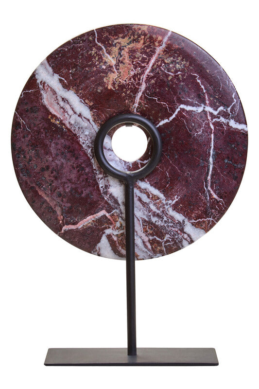 Salmo Medium Red Marble Round Dia 25cm Disc Sculpture