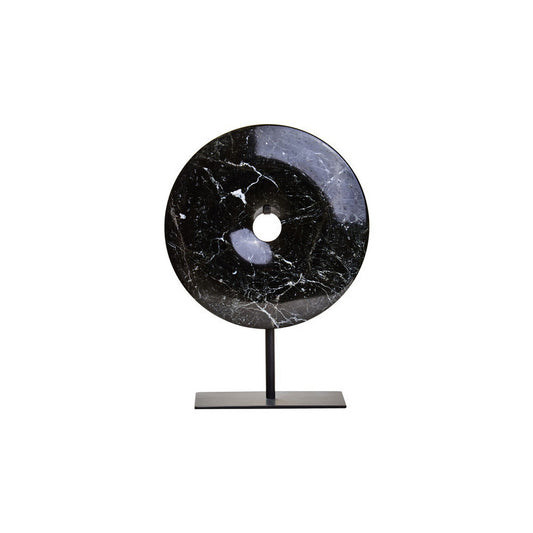 Salmo Small Black Marble Round Dia 20cm Disc Sculpture