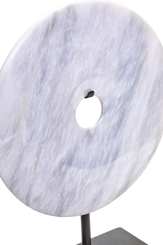 Zoro Small Round Dia 20cm White Marble Disc Sculpture