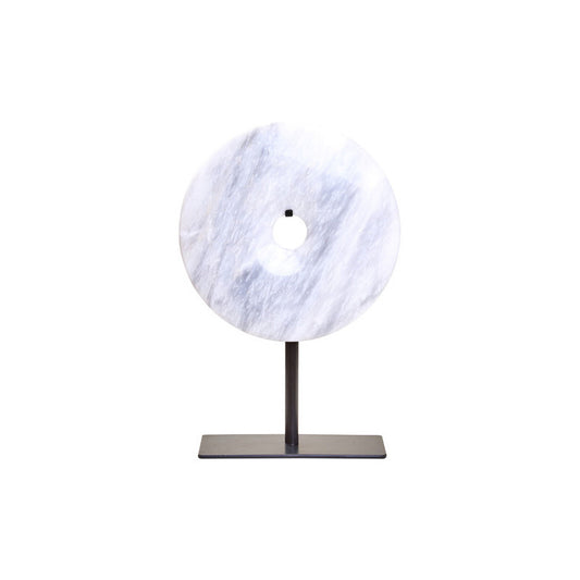 Zoro Small Round Dia 20cm White Marble Disc Sculpture