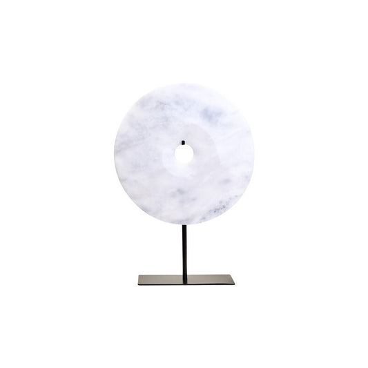 Zoro Large Round Dia 30cm White Marble Disc Sculpture