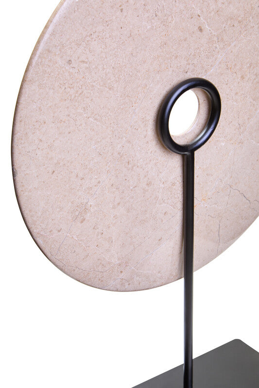 Zoro Extra Large Cream Round Dia 35cm Marble Disc Sculpture