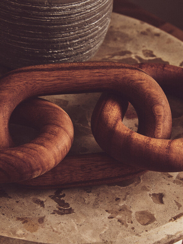 Cato Brown Wood 3 Link Chain Sculpture