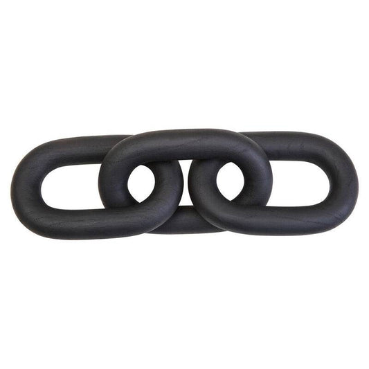 Cato Black Wood 3 Link Chain Sculpture - Premier Home