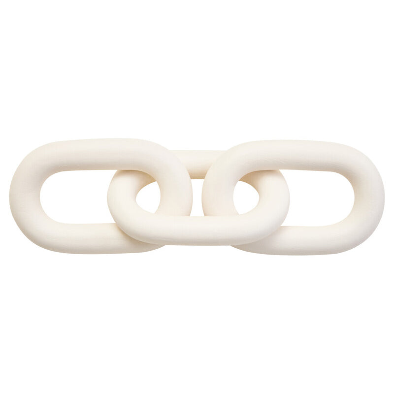Cato White Wood 3 Link Chain Sculpture