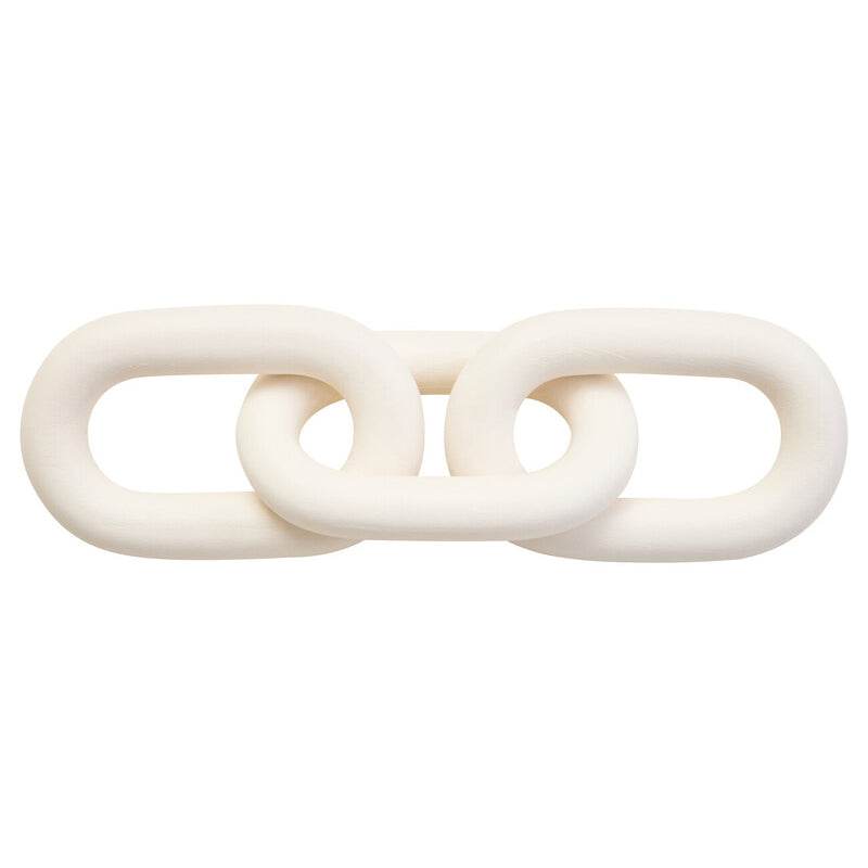 Cato White Wood 3 Link Chain Sculpture - Premier Home