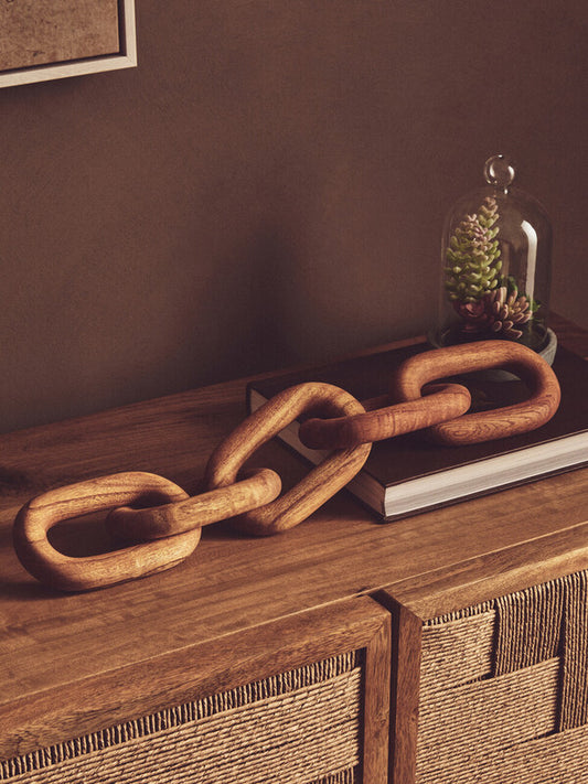 Cato Brown Wood 5 Link Chain Sculpture
