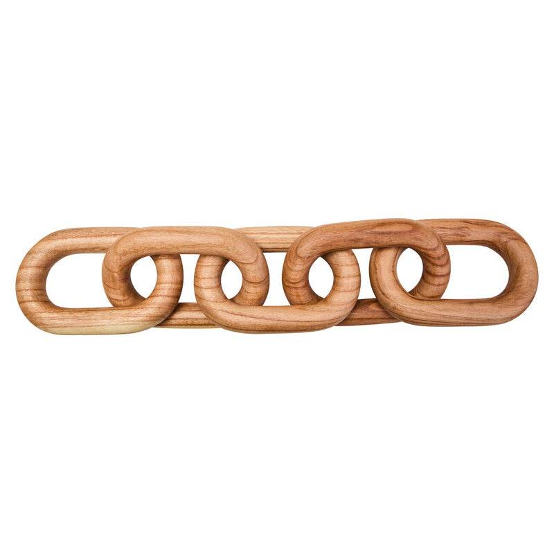 Cato Natural Wood 5 Link Chain Sculpture - Premier Home