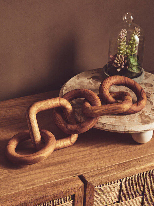Cato 5 Link Brown Wood Chain Sculpture