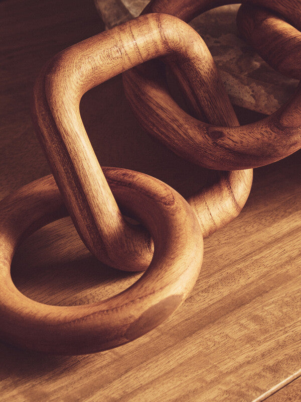 Cato 5 Link Brown Wood Chain Sculpture