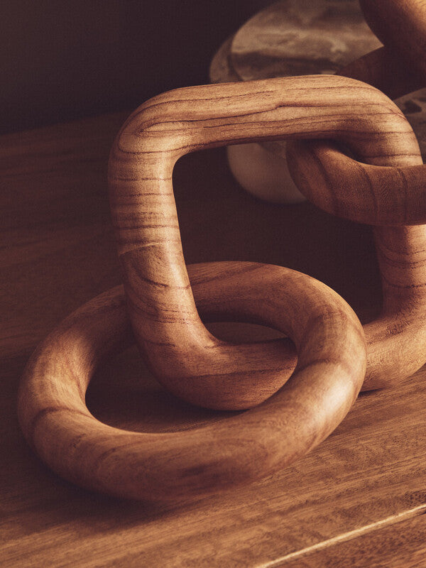 Cato 5 Link Natural Wood Chain Sculpture