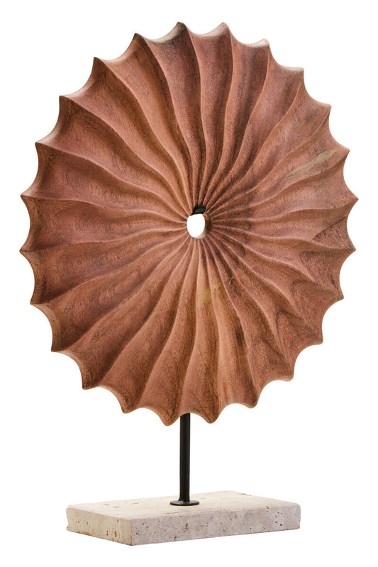 Westo Natural Wood Round Sculpture with Travertine Base