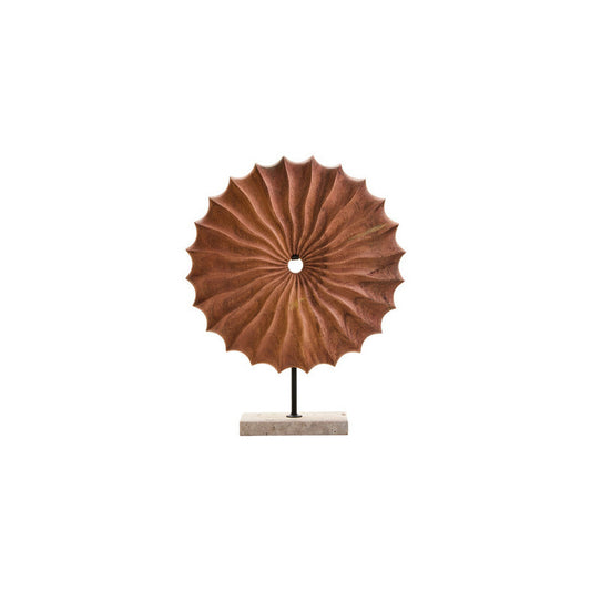 Westo Natural Wood Round Sculpture with Travertine Base