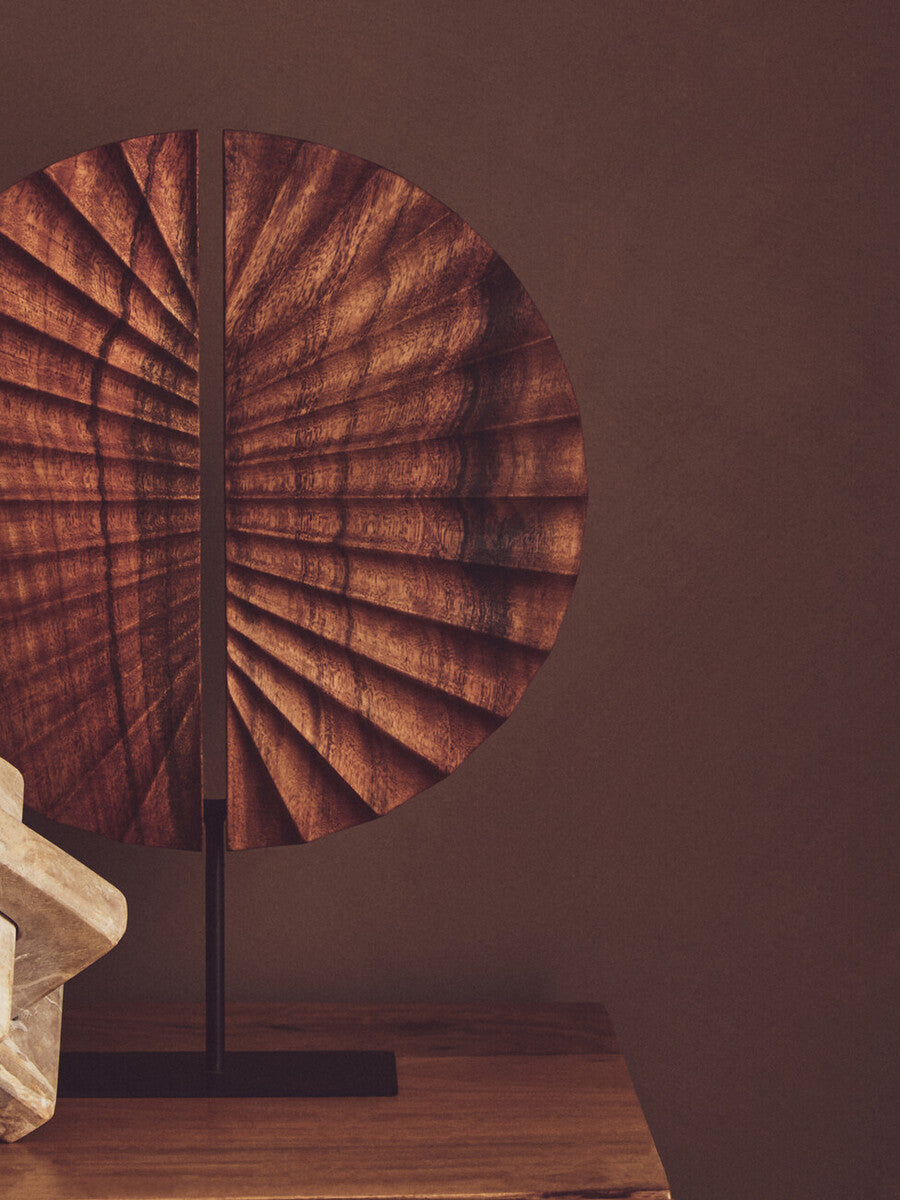 Westo Brown Wood Sculpture With Black Base