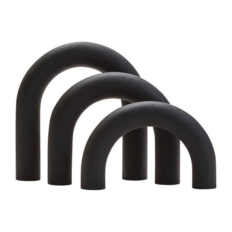 Cato Black Wood Arch Sculpture - Premier Home