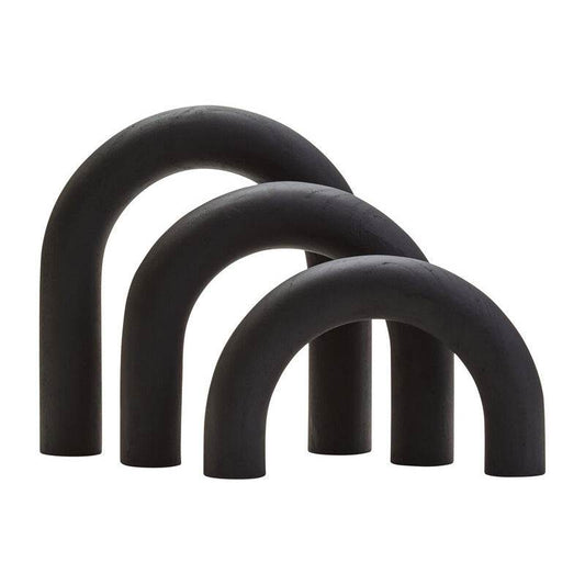 Cato Black Wood Arch Sculpture - Premier Home