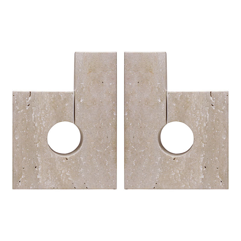 Travertine Stone Set Of 2 Bookends
