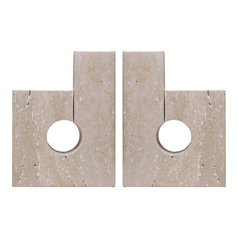 Travertine Stone Set Of 2 Bookends - Premier Home