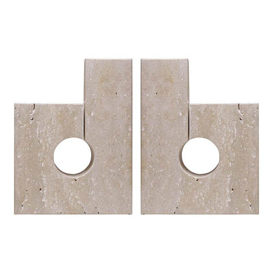 Travertine Stone Set Of 2 Bookends - Premier Home