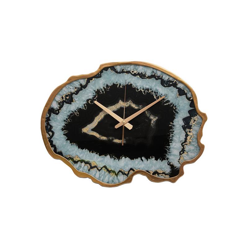 Celina Black And Gold Agate Effect Wall Clock