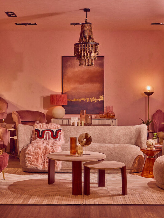 Palermo Round Travertine Top Large Coffee Table