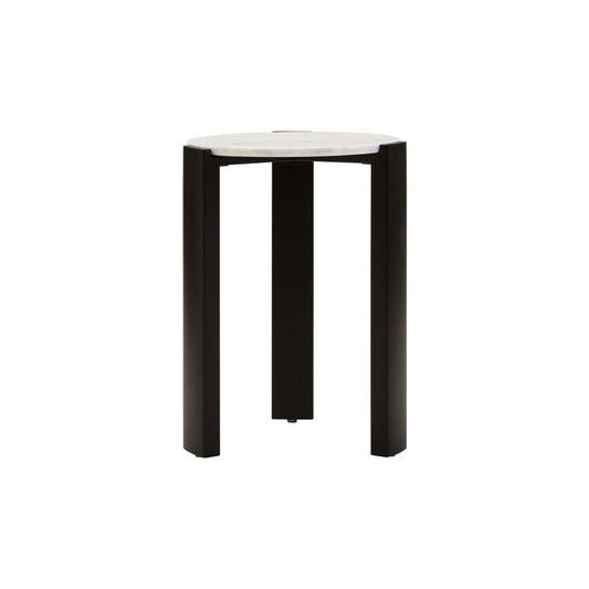 Palermo White Marble Top Round Side Table