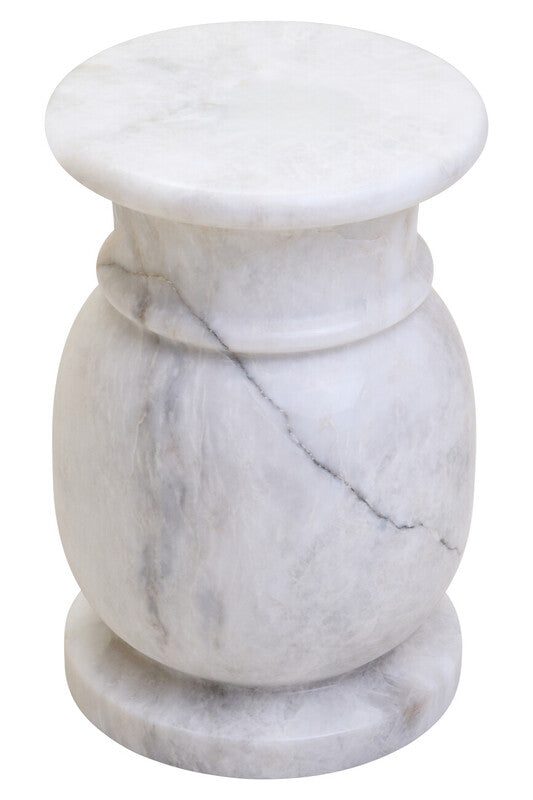 Zoro White Marble Stool And Side Table