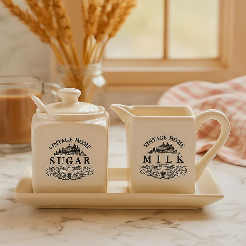 Vintage Home Square Cream Sugar And Milk Set
