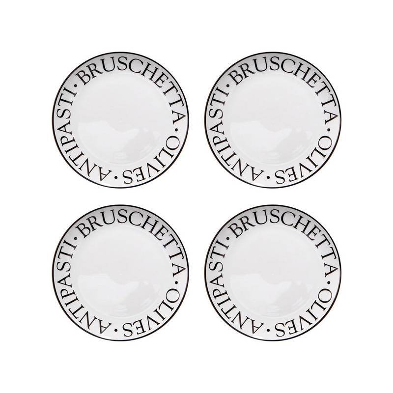 Set Of Four Noir Antipasti Plates - Premier Home