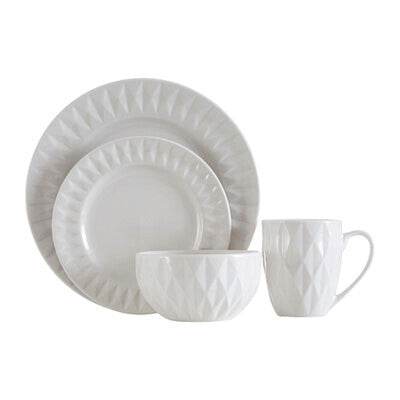 Livorno 16 Pc Embossed Geo Dinner Set - Premier Home