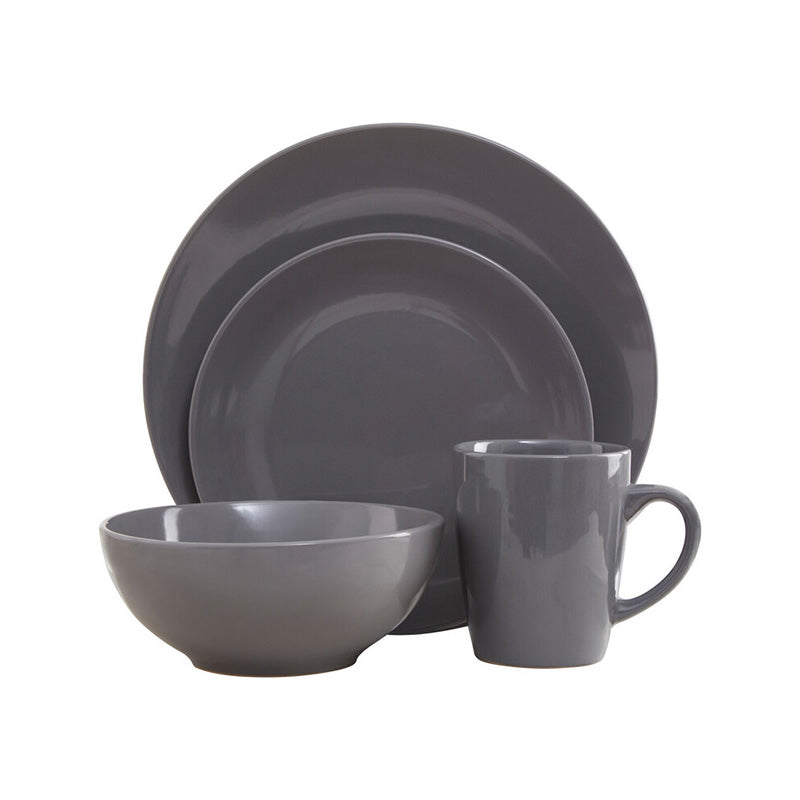 Elmira 16 Piece Dark Grey Stoneware Dinner Set