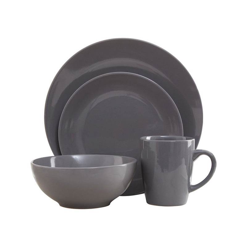 Elmira 16 Piece Dark Grey Stoneware Dinner Set - Premier Home