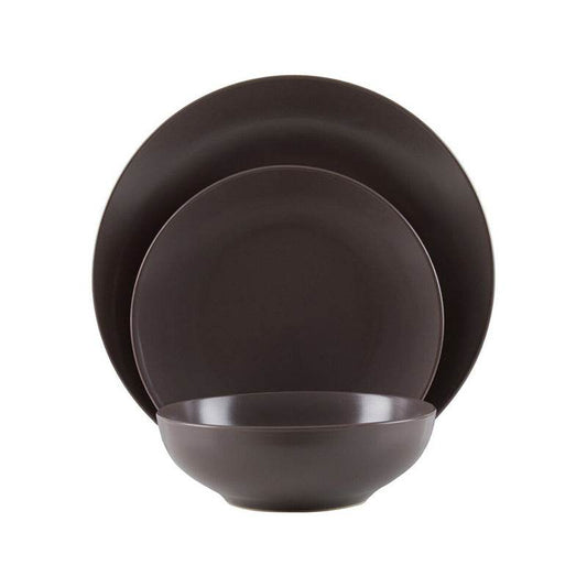 Elmira 12 Piece Brown Stoneware Dinner Set - Premier Home