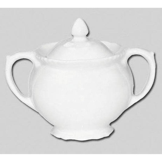 Embossed White Sugar Bowl - Premier Home
