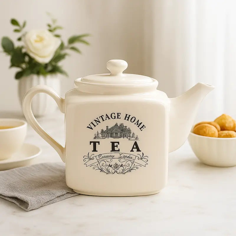 Vintage Home Big Cream Square Teapot