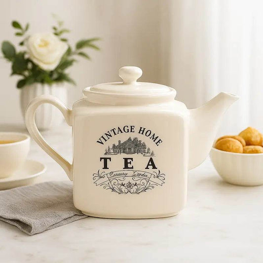 Vintage Home Big Cream Square Teapot - Premier Home