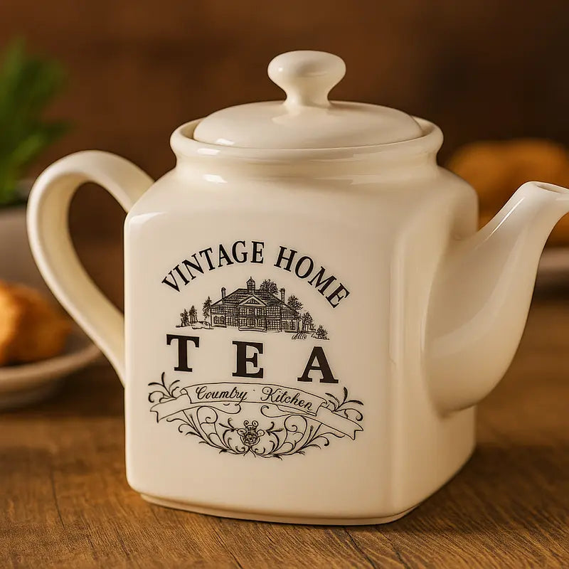 Vintage Home Big Cream Square Teapot