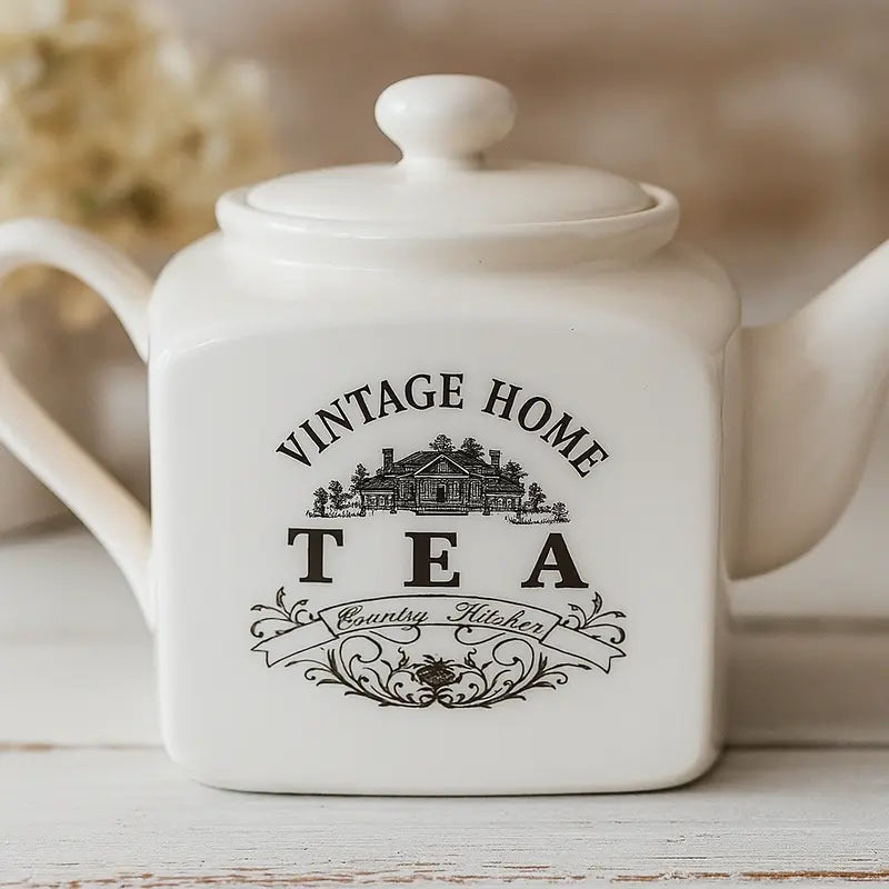 Vintage Home Big Cream Square Teapot