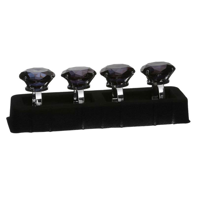 Set Of 4 Black Diamante Napkin Rings - Premier Home