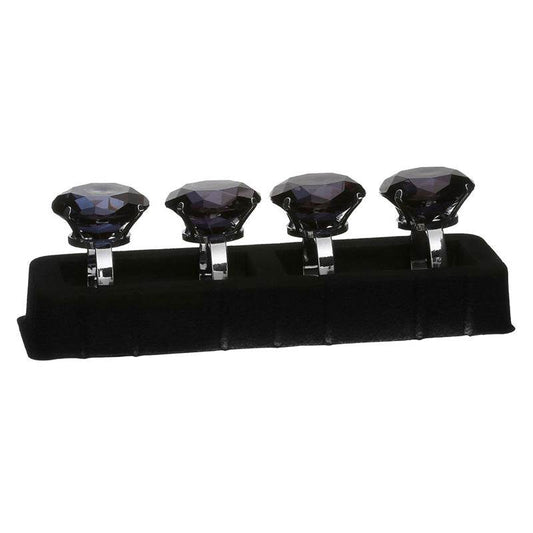 Set Of 4 Black Diamante Napkin Rings - Premier Home