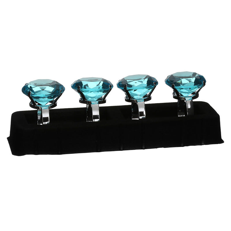 Set Of 4 Teal Diamante Napkin Rings