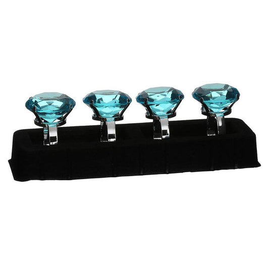 Set Of 4 Teal Diamante Napkin Rings - Premier Home