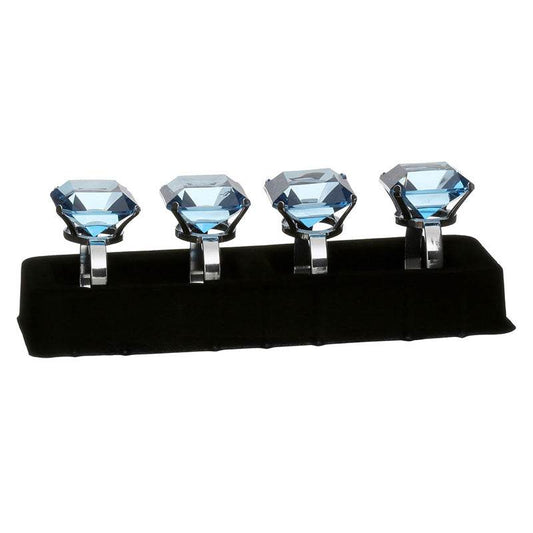 Set Of 4 Blue Square Diamante Napkin Rings - Premier Home