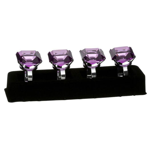 Set Of 4 Purple Square Diamante Napkin Rings - Premier Home