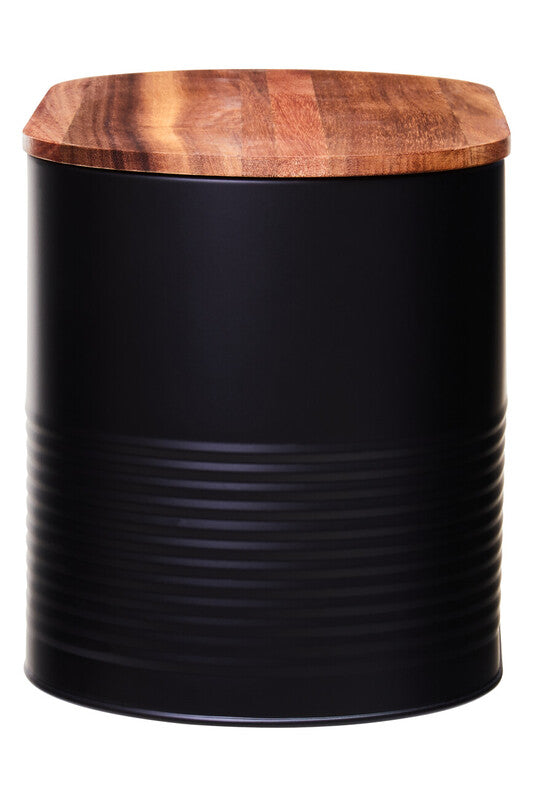 Alton Black Bread Bin With Acacia Wood Lid