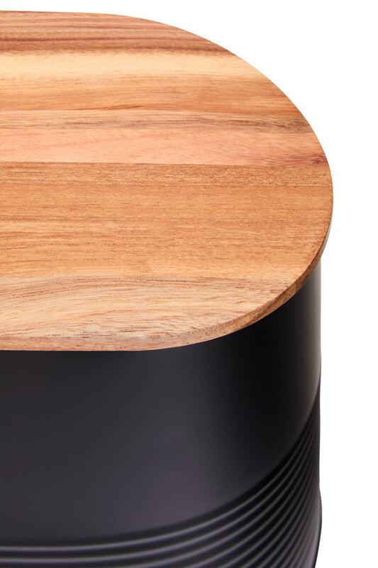 Alton Black Bread Bin With Acacia Wood Lid