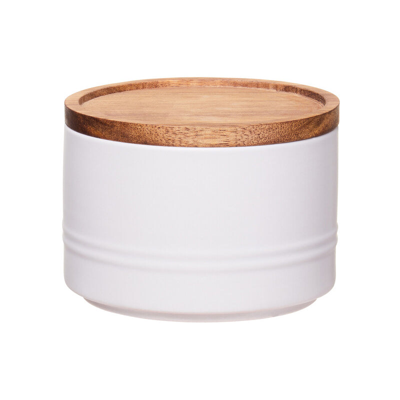 Decorative Sml Oatmeal Storage Jar W/Acacia Lid 11 D X 7.5Cm