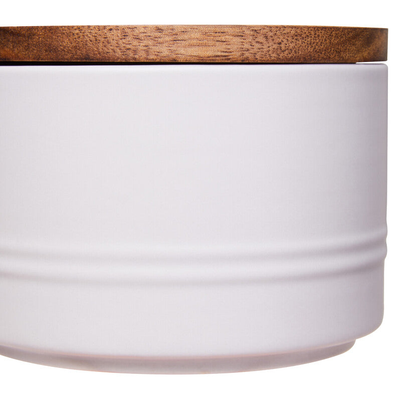 Decorative Sml Oatmeal Storage Jar W/Acacia Lid 11 D X 7.5Cm