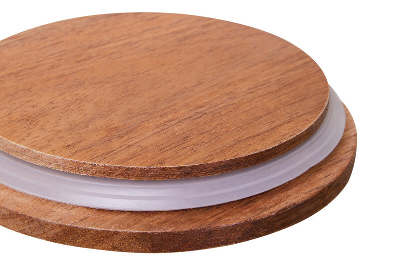 Decorative Stackable White Storage Jar W/Acacia Wood Lid
