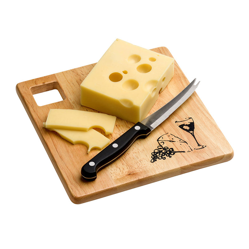 Rubberwood Cheese Board With Knife